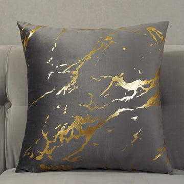 Pack of 2, Velvet Marble Pattern Lines Geometric Bronzing Printed Cozy Soft Throw Pillow Cases Cushion Covers Shells