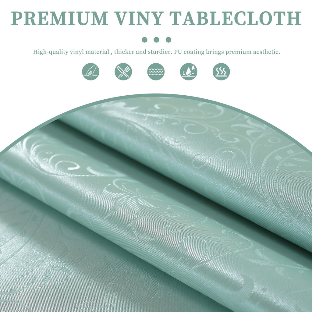 Waterproof Heavy Duty Vinyl Tablecloths, Lake Blue, 54"x54"