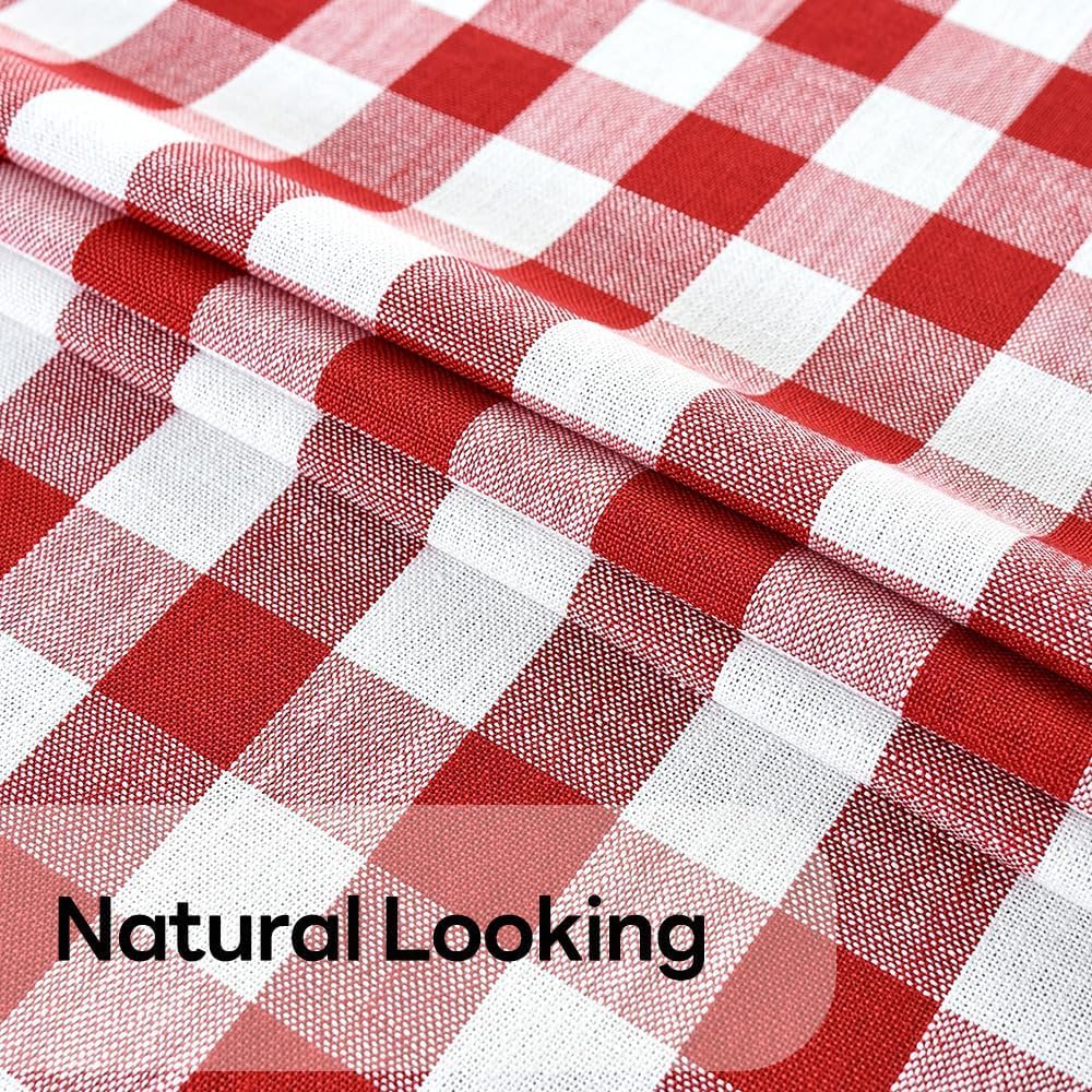 Gingham Table Cloth for Rectangle Tables red Checkered Plaid Tablecloth Heavy Duty Cotton Blend Washable & Wrinkle