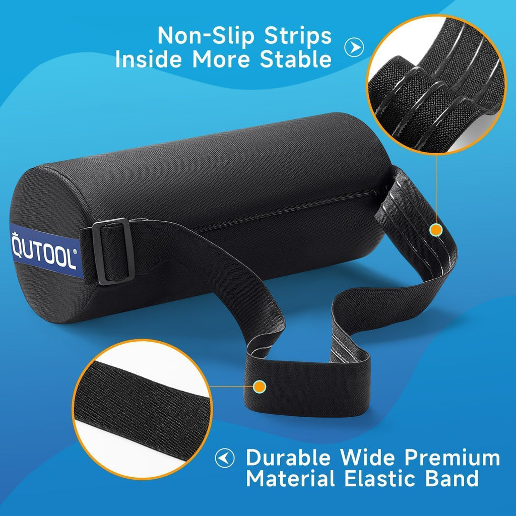 Lumbar Roll, Lumbar Support Pillow Chair with Non-Slip Wider Strap, Back Pain Relief & Posture Improvement, Washable