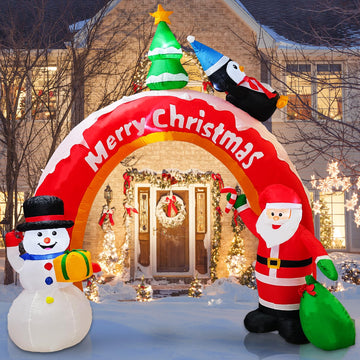 10 FT Christmas Inflatables Arch Outdoor Yard Decorations with LED Lights