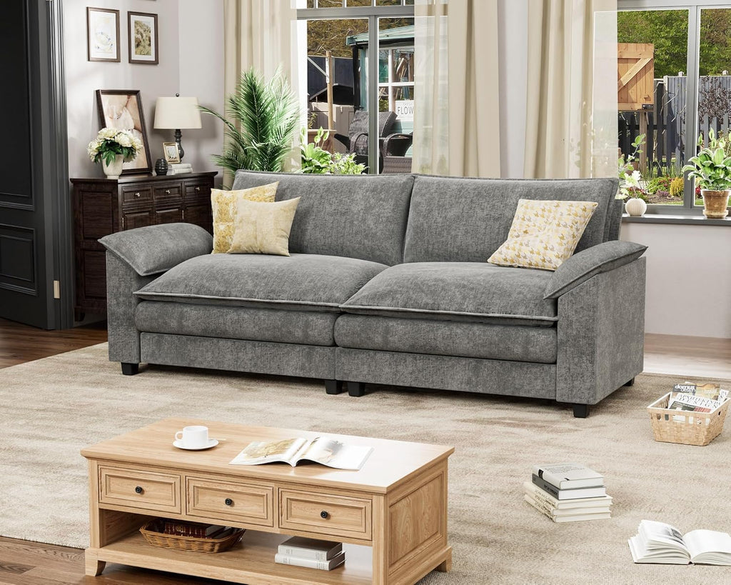 80" Modular Sectional Sofa, Loveseat Sofa Couch with Double-Layer Cushion, DIY Combination Chenille Deep 2-Seat Cloud