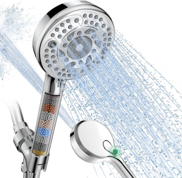 Filtered Shower Head with Handheld, 9-Spray Setting Detachable Showerhead with Filters, Shower Head for Hard Water