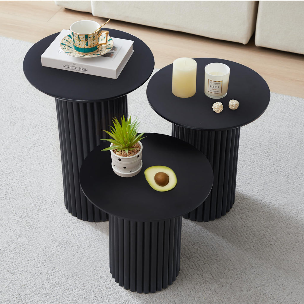 Black Round Nesting Coffee Set of 3