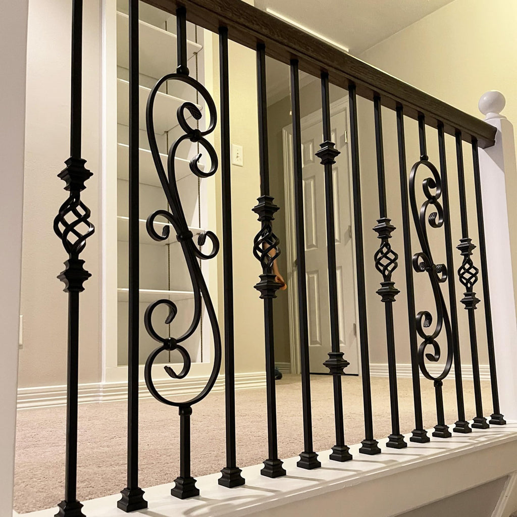 Stair Parts 1/2" Plain Bar Iron Balusters - Contractor Pack of 15, 1/2" x 44" Hollow Metal Stair Spindles, Modern