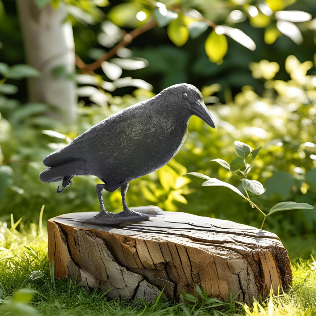 Realistic Crow Decoys, Life Sized Simulation Crow Statue Hunting Bait Decoys Black Crow Figuring, Flying Bird Props