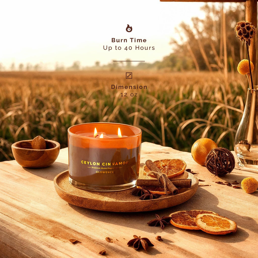 Luxury Cinnamon Scented Fall Candle - Housewarming Fall & Christmas Candle - Elegant Gift for Women & Men - 100%