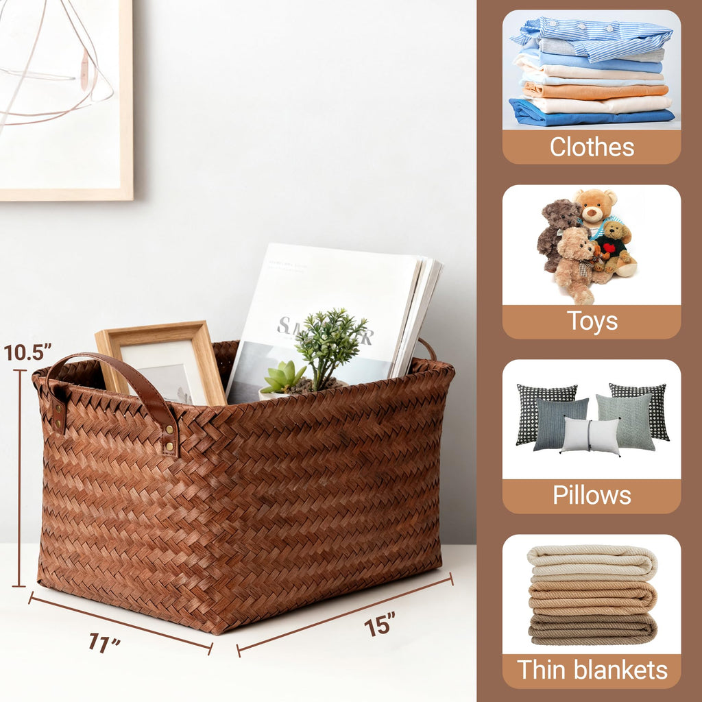 10-Pack Laundry Baskets,Wicker Storage Baskets for Shelves,Brown
