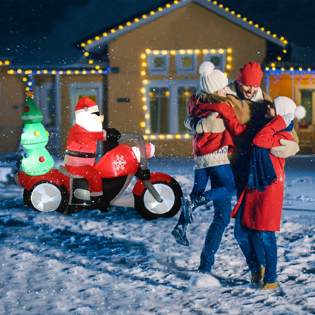 Christmas Inflatables Motorcycle 7.5 Ft, Xmas Inflatable Decoration Santa Riding Motorcycle with A Christmas Tree