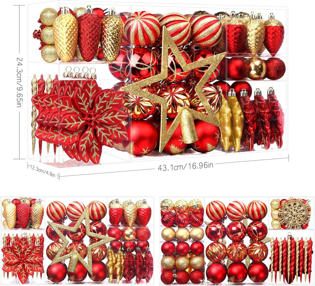 Christmas Ball Ornaments Decorations - Set of 106
