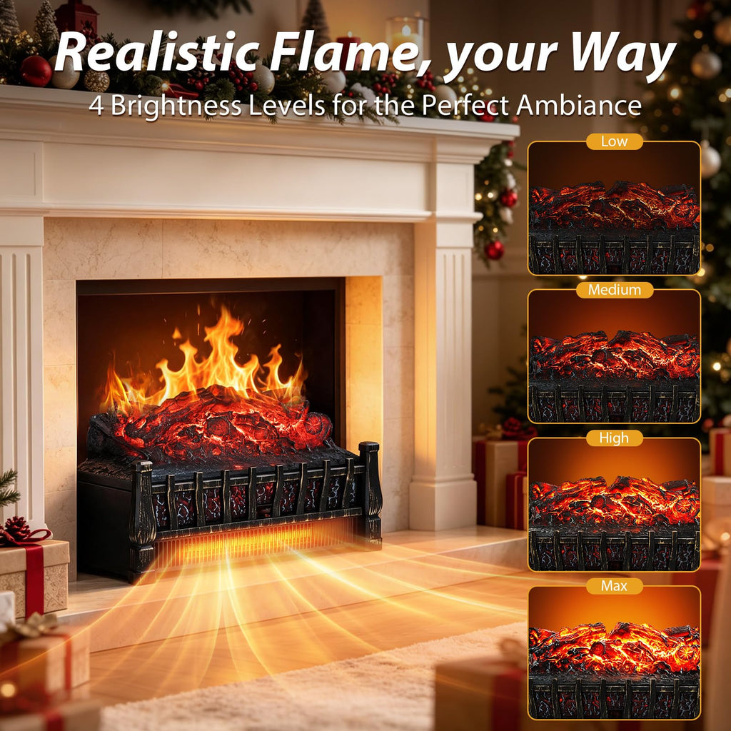 Electric Fireplace Insert Log Heater with Realistic Flame Effect