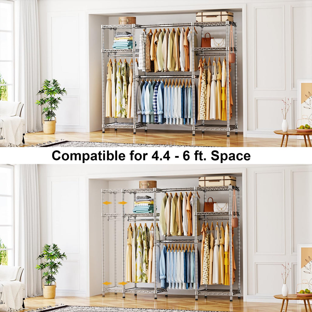 E7 Heavy Duty Closet Garment Rack, Clothes Storage Organizer System
