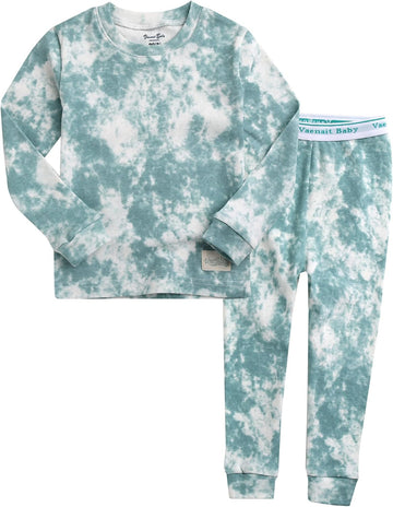 12M- Toddler Kids Boys Girls 100% Cotton Marbling Tiedye Sung Fit Sleepwear Pajamas 2pcs Pjs Set