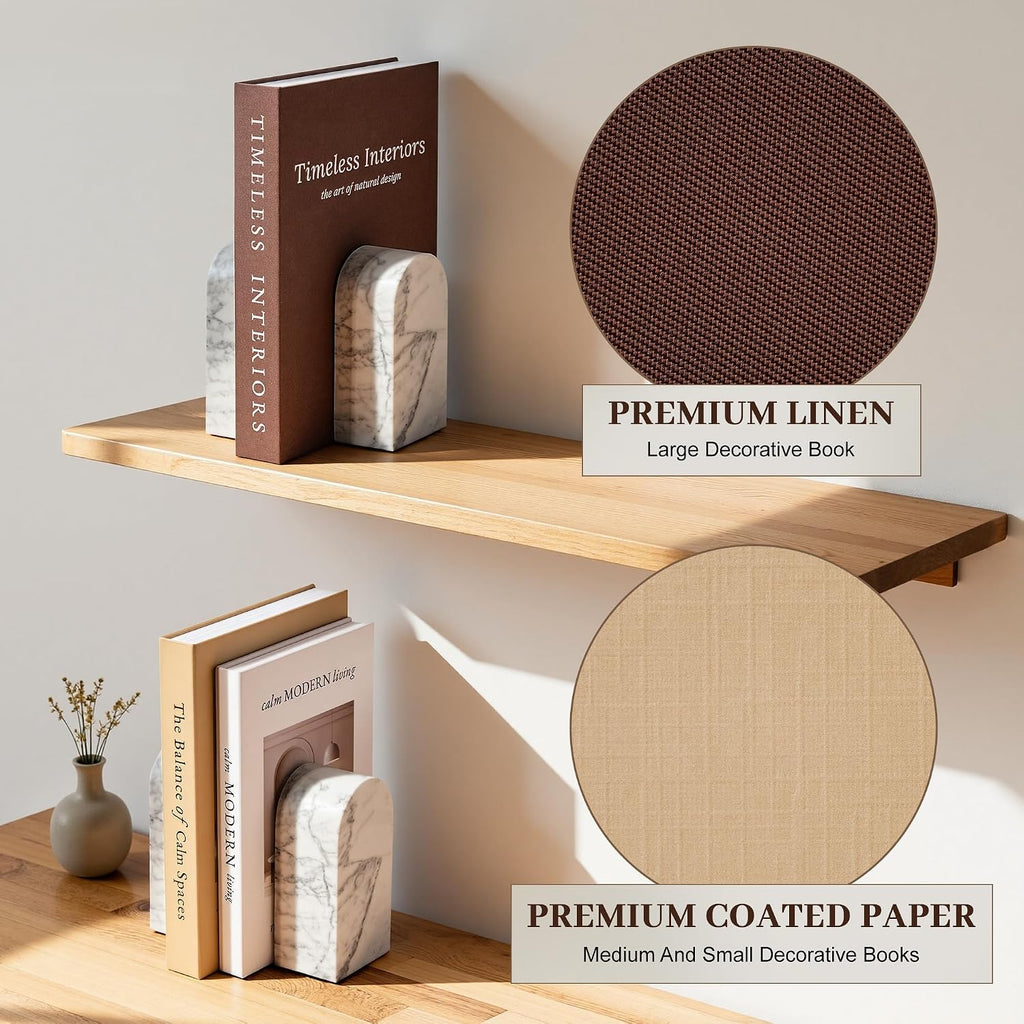 Decorative Books Stackable Fake Book Storage Boxes, Brown - Set of 3