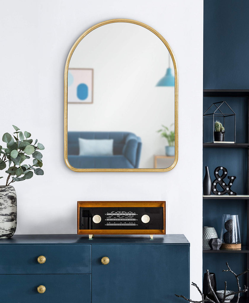 Caskill Midcentury Arched Wall Mirror, 18 x 24, Gold, Decorative Modern Mirror for Wall Display