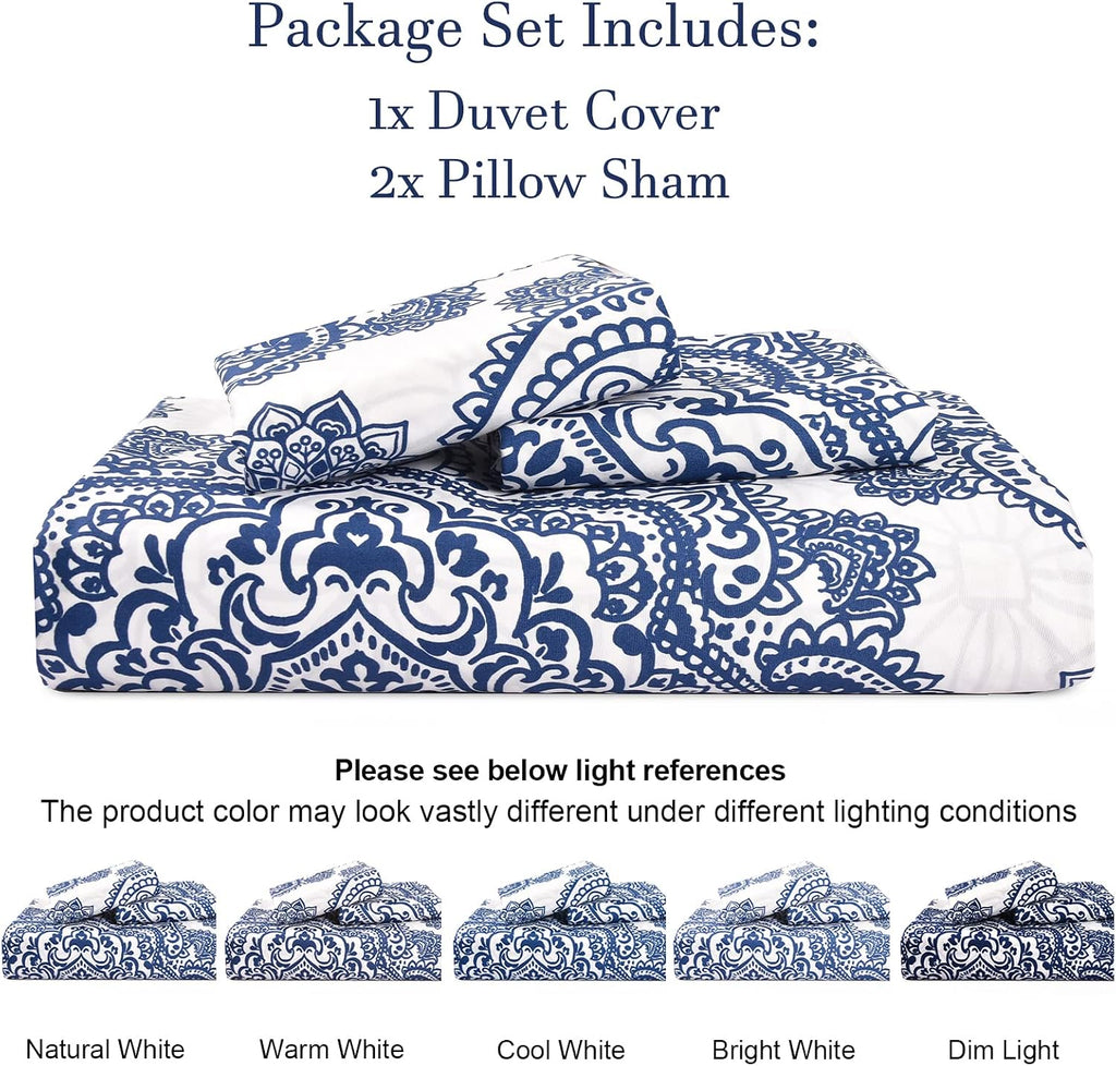 Ultra Soft Paisley Duvet Cover King, Printed Bedding Set 3 Pieces, Comfy Farmhouse Pattern Duvet Cover Set with 2
