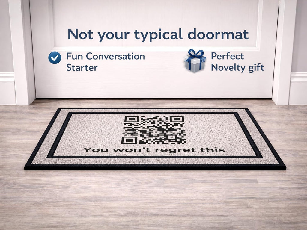 Rick Roll Door Mat | Funny Welcome Mat for Outside | 18 x 30 Rubber Backed Door Mat | Inside Doormat | Housewarming