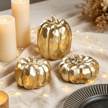 3 Pack Gold Fall Pumpkin Decor Fall Table Centerpieces