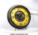 16 inch Large Gear Clock with Real Moving Gears, Steampunk Gold Wall Clock, Suitable for Living Rooms, Offices, Factories, Bedrooms, and...