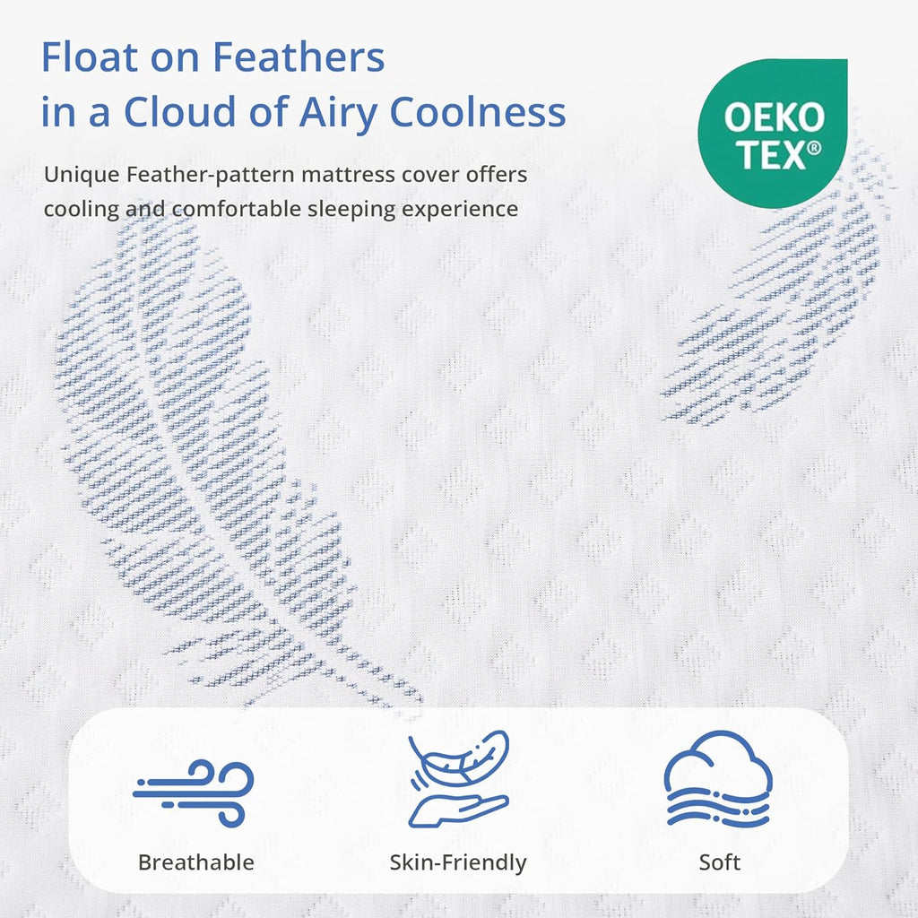 Queen 12" Gel Cooling Memory Foam Mattress Fiberglass Free Medium | Back Pain Relief, Breathable Removable Cover