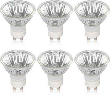 Halogen GU10 35W Spotlight 120V MR16, Glass Cover, 6 Pack
