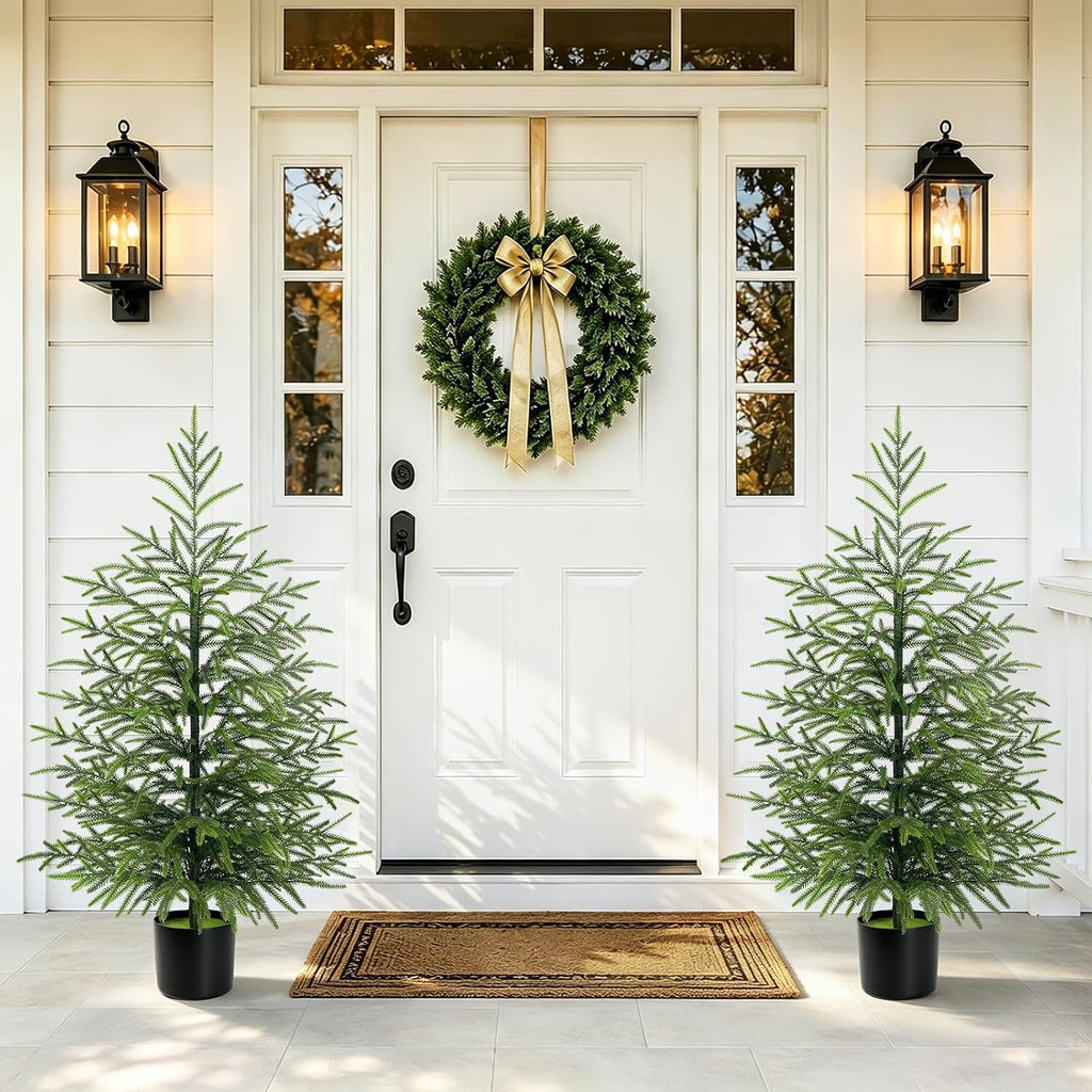 3 Ft Real Touch Christmas Tree with Lights, Realistic Norfolk Pine Tree