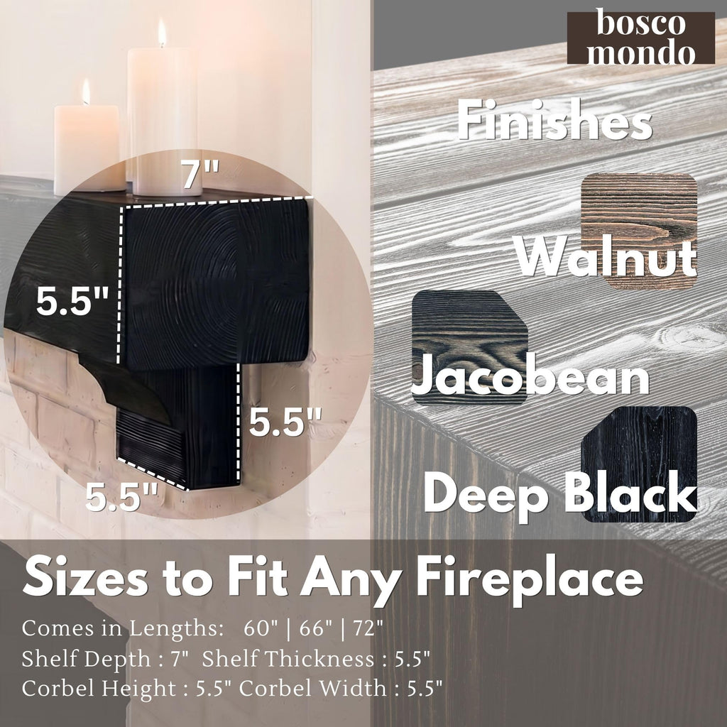 Fireplace Mantel Shelf with Corbels, 60"