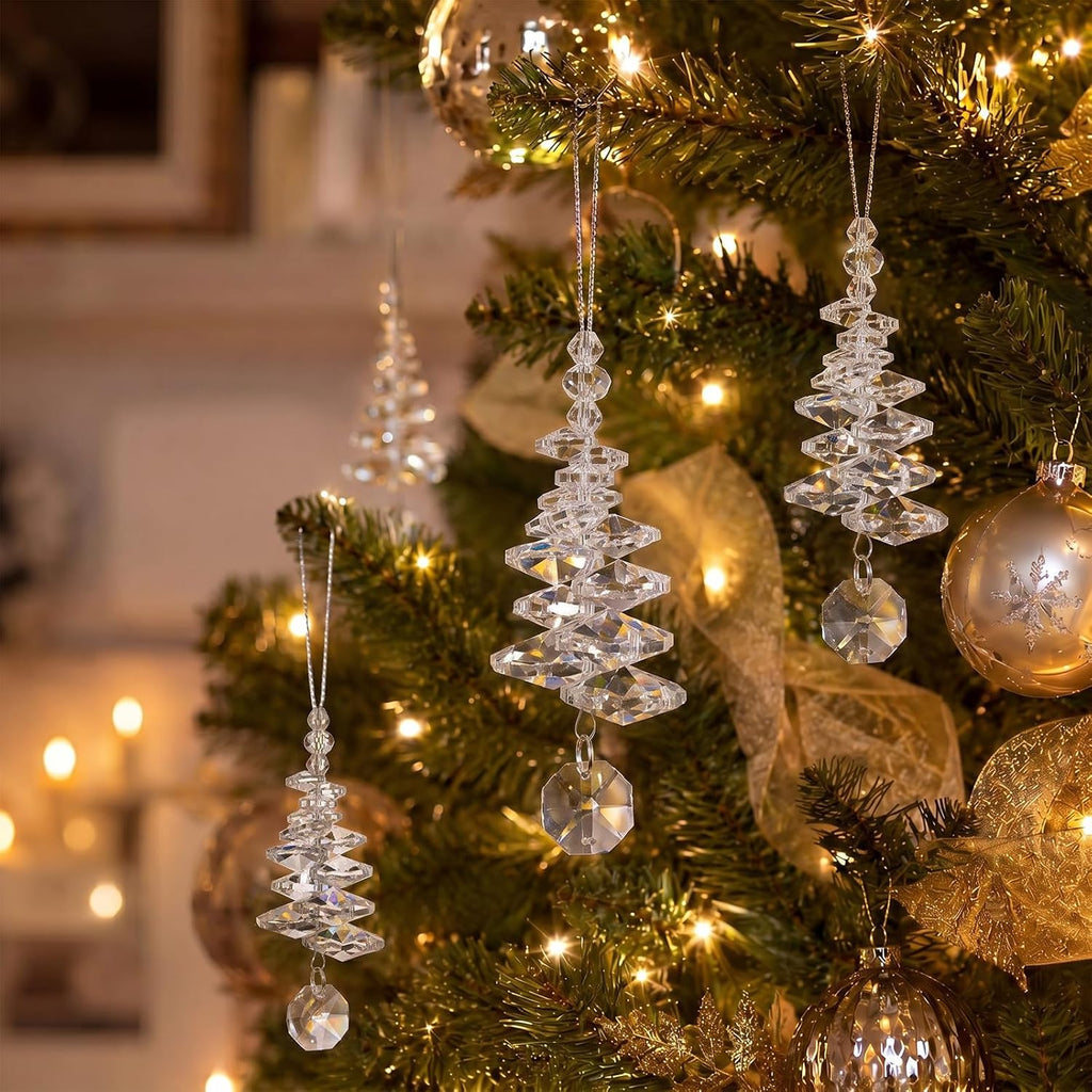 Christmas Tree Decoration Crystal Hanging Ornaments - Set of 24