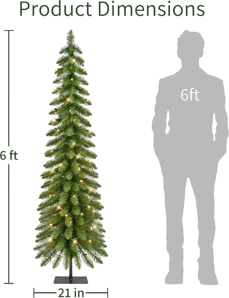 International 6ft Pre-Lit Alpine Pencil Christmas Tree