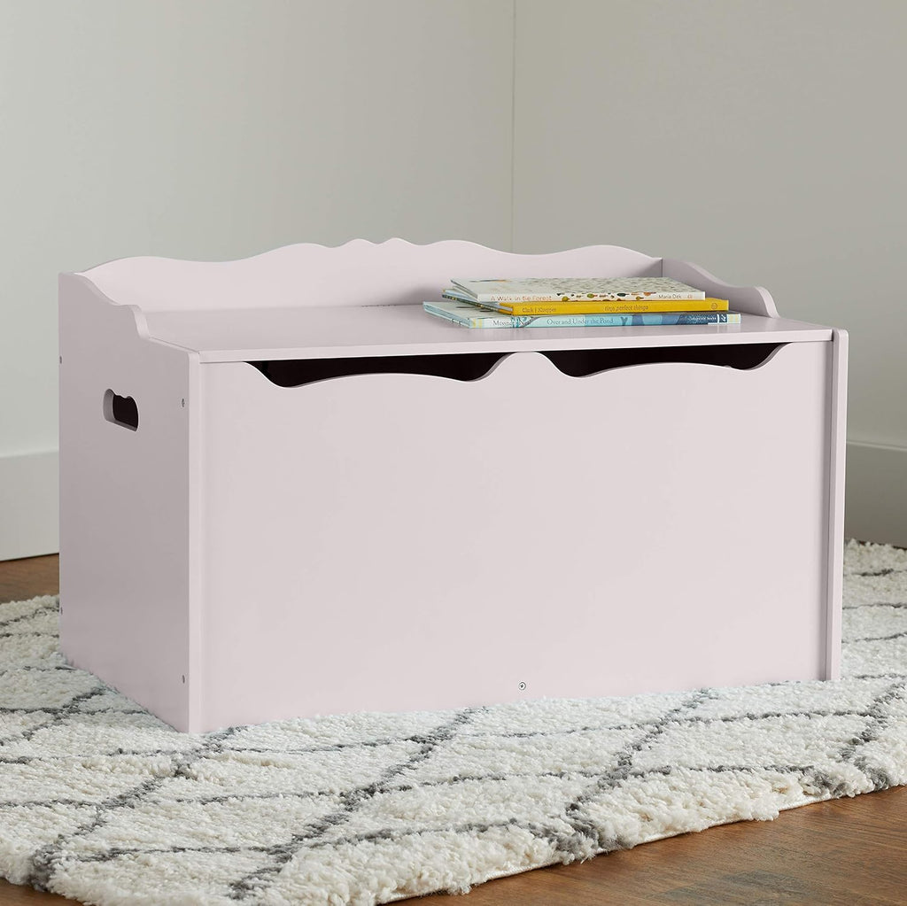 Kids Wooden Toy Storage Chest with Safety Lid, Spacious Organizer , Gray, 30" x 18" x 19"