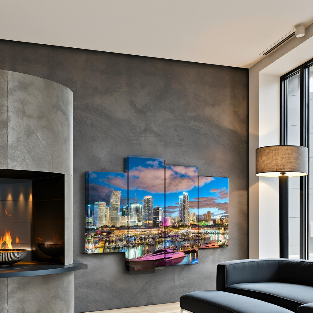 Miami City Skyline Wall Florida Cityscape Decor