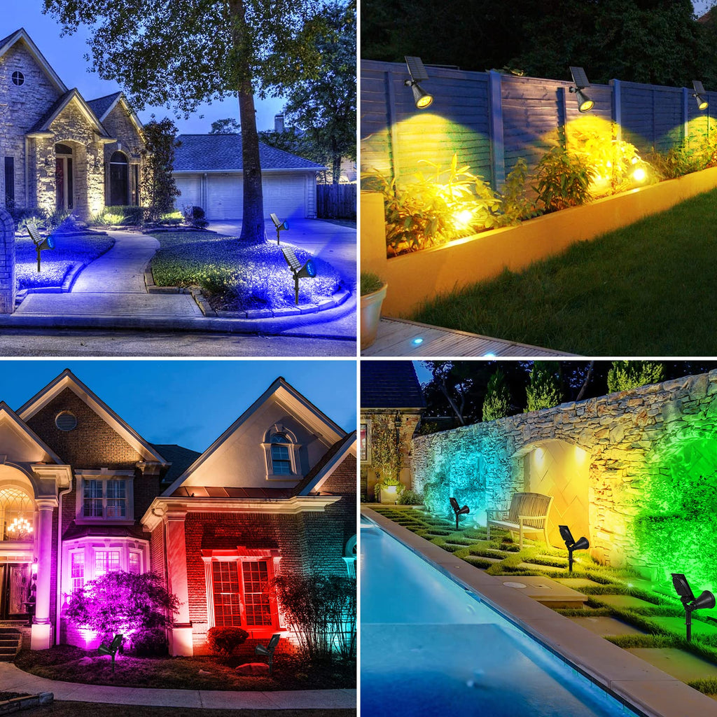 Blue Solar Spotlights, Solar Lights Outdoor Waterproof, Auto ON/Off Adjustable Solar Garden Pond Lights for Tree