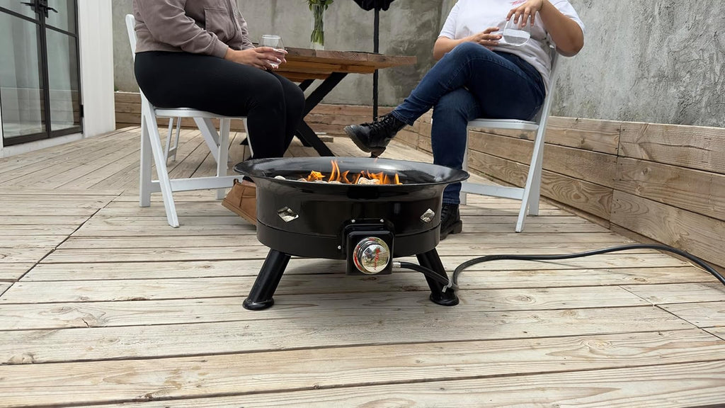 Smokeless Propane Fire Pit, 24-inch Portable Firebowl, 58K BTU with Self Igniter, Cover, & Carry Straps for RV