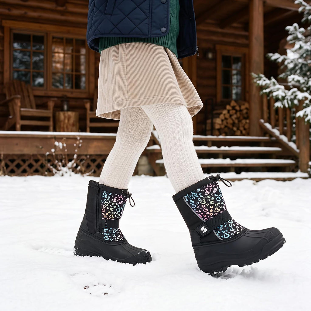 Kids Snow Boots Boys Girls Waterproof Zipper Winter Boots