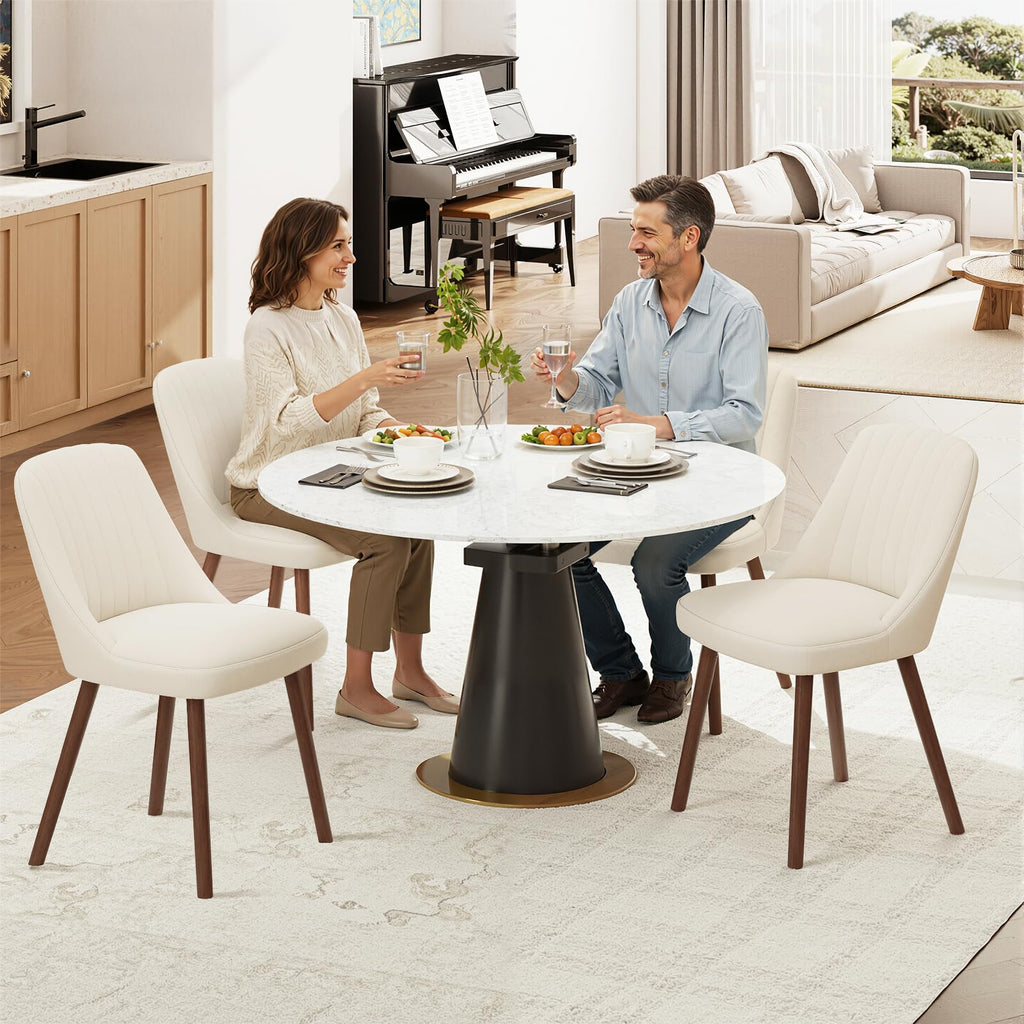 Dining Chairs Set of 4, Modern Fabric Kitchen Chairs with Back, Beige