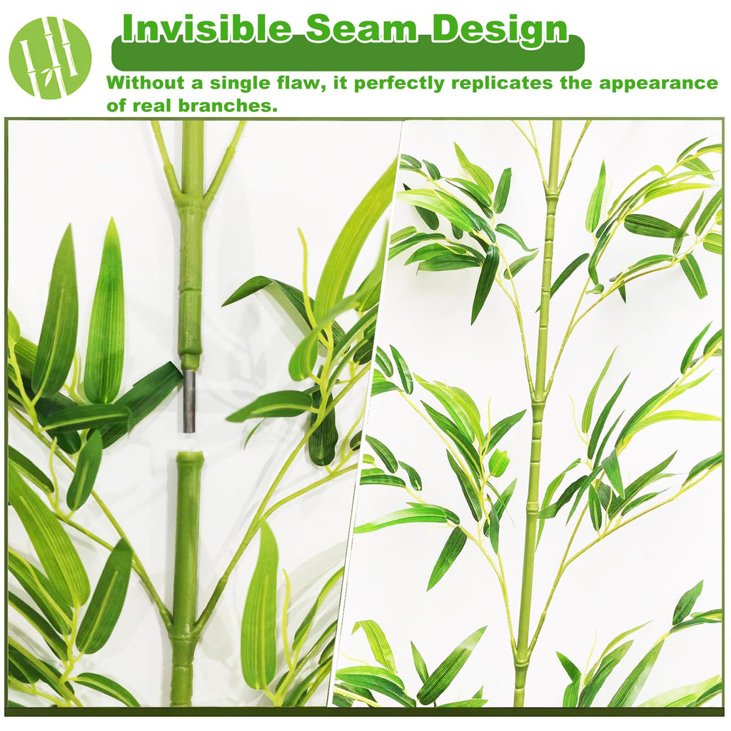 7/8ft Tall Artificial Bamboo Tree 10 Pack, Removable Faux Bamboo Outdoor with Encrypted Silk Leaves for Garden Fence
