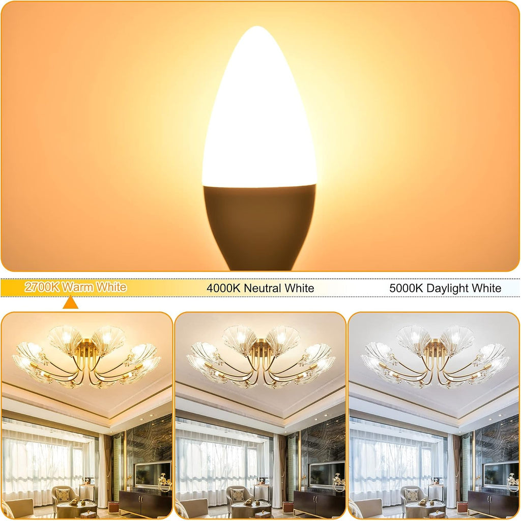 E12 LED Candelabra Light Bulb 60W Equivalent 2700K Warm White