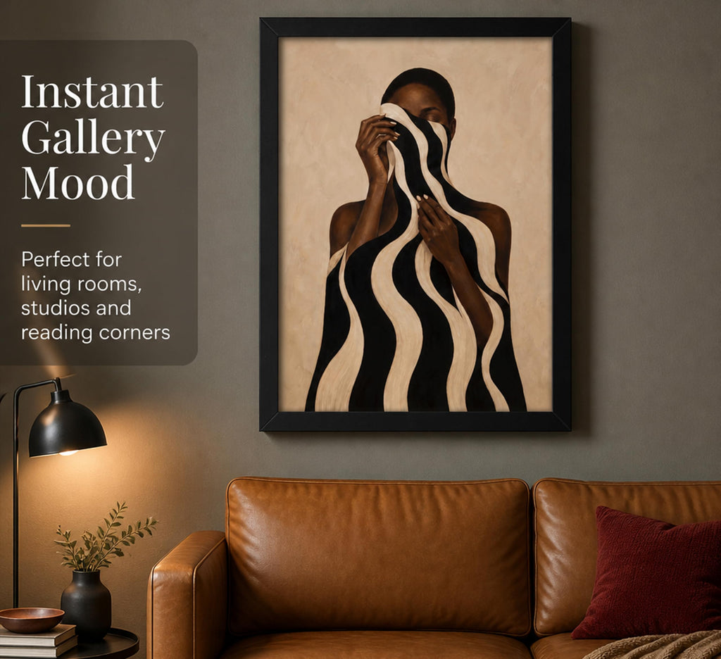 Framed Black Woman Portrait Wall Art, African American Canvas Print