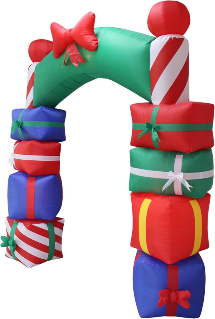8 FT Tall Lighted Christmas Inflatable Stacked Colorful Gift Boxes Archway