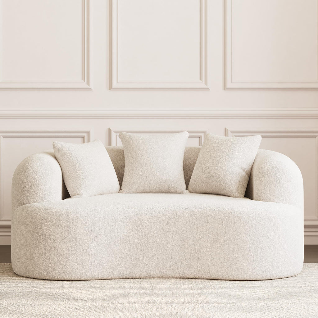 69" Modern Curved Loveseat, Cream White