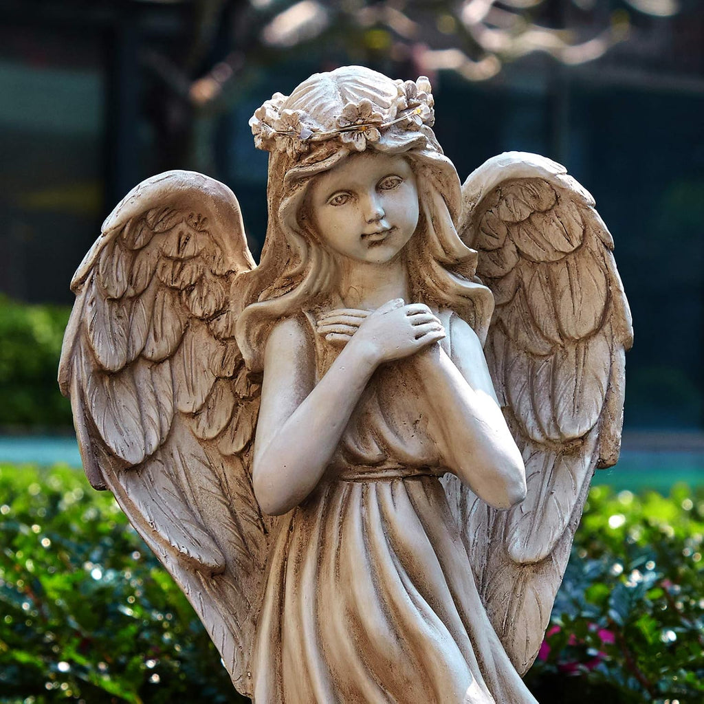 Garden Angel Figurines, Light Up Praying Angel Statues Outdoor Statue with Solar LED Lights , Lawn, Cemetary Grave