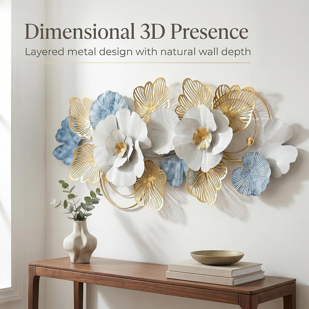 Large 3D Metal Wall Decor,Flower Wall Art