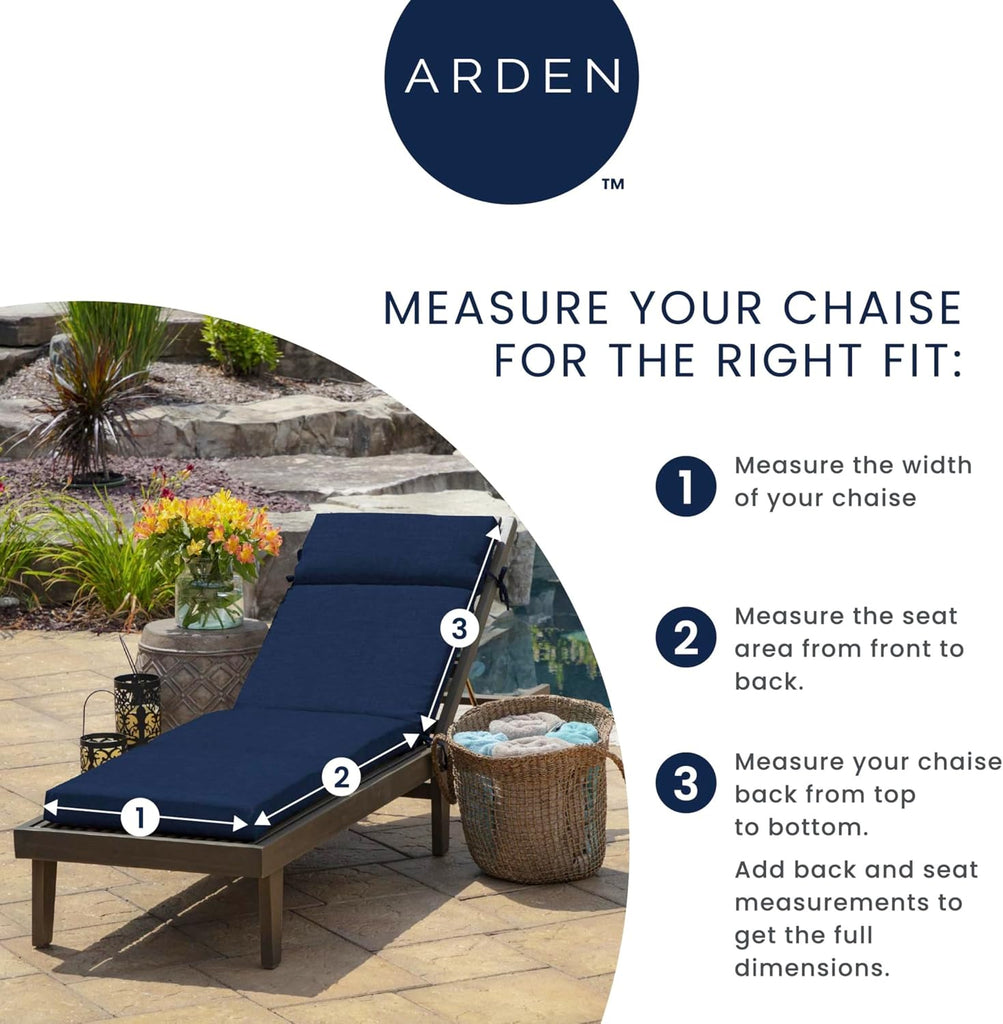 Outdoor Chaise Cushion, 21 in x 72 in, Weather-Proof, Rain-Proof, Fade Resistant Patio Cushion for Chaise Lounger