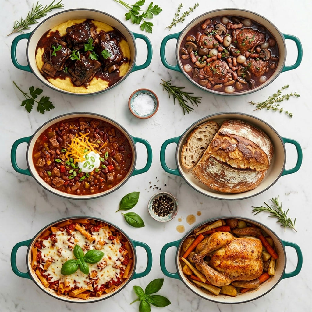 8 qt Oval Enameled Cast Iron Dutch Oven Pot, Bondi