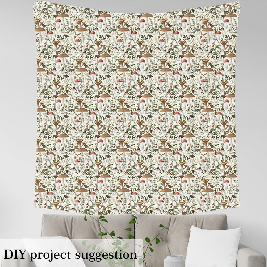 Jungle Rustic Plants Fabric by The Yard for Chairs Autumn Fallen Palm Leaves Soft Polyester No Stretch Fabric for