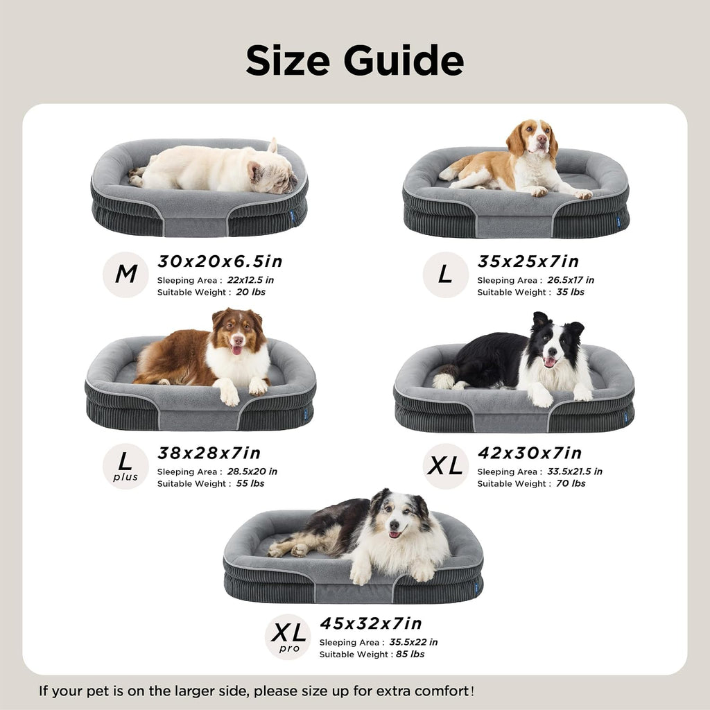 360°Oval Bolster Orthopedic Dog Beds Large Sized Dog, Grey