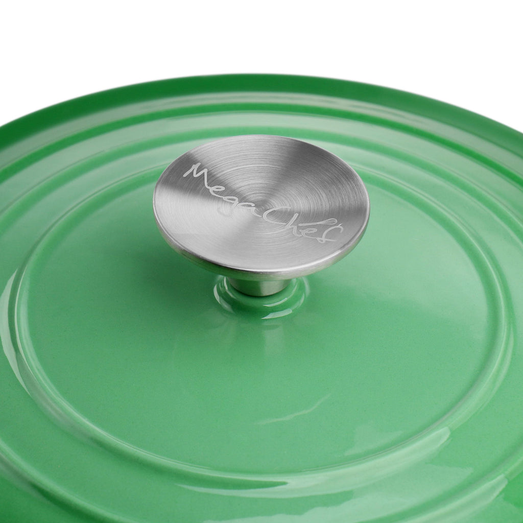 2 Quart Round Enameled Cast Iron Braiser Pan (Green)