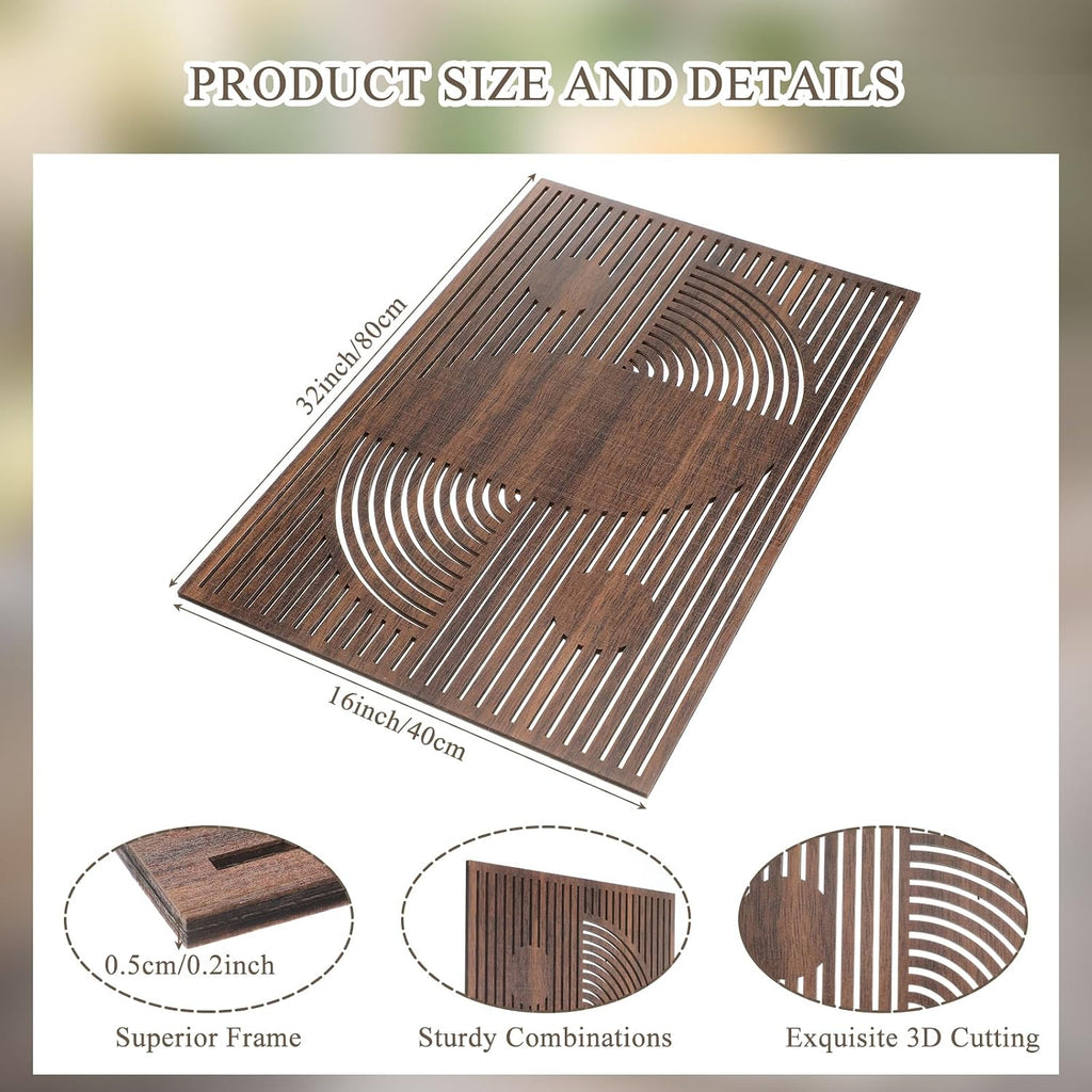 Mid Century Modern Wood Wall Art Decorations 3D Geometric Abstract Wall Sculpture Bedroom Office Minimalist - Set of 3