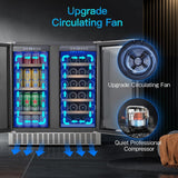 30 Inch Dual Zone Wine and Beverage Cooler,28 Bottles & 110 Cans Wine Fridge,Bui