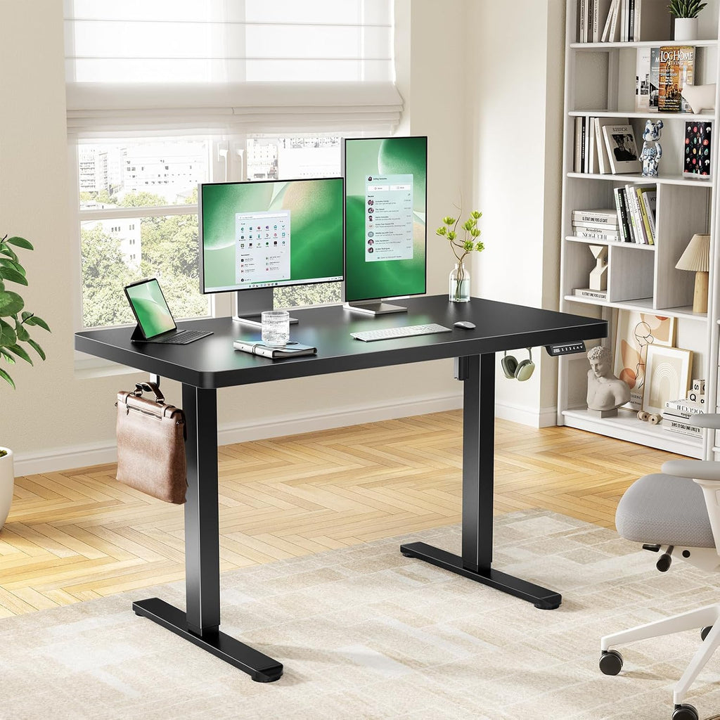 55 x 30 Electric Standing Desk with One-Piece Desktop, Sit Stand Desk with Thickened Tabletop, Height Adjustable